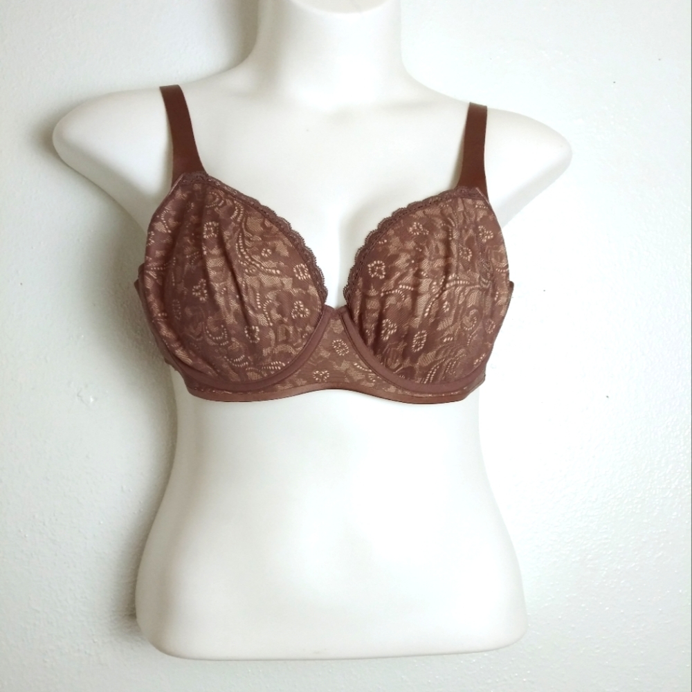 Soma Underwire Bra Size 38C Enticing Lift Full Coverage Taupe Lace